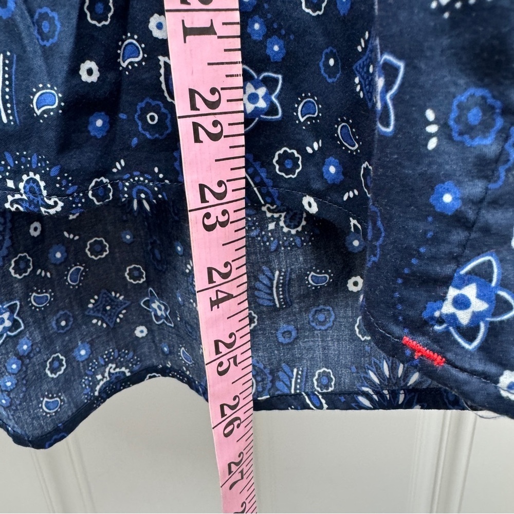 Xirena Blue Paisley Elbow Length Blouse Top - Picture 9 of 10